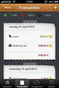 MoneyBook transacties