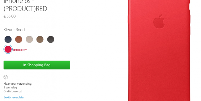 iPhone 6S Silver met (PRODUCT)RED-hoesje in de Apple Store